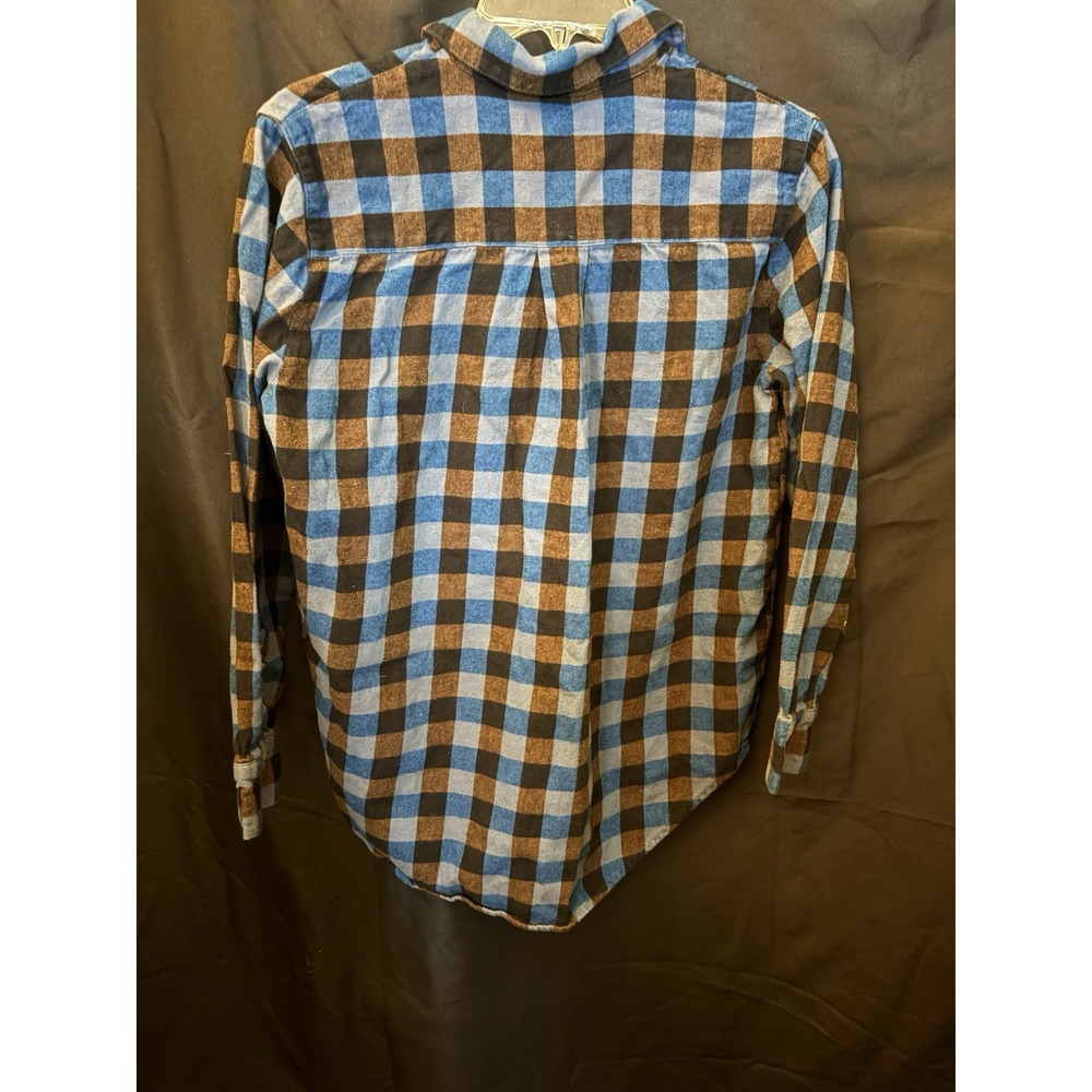 MADEWELL Plaid Button Down Shirt Womens S Blue Brown Flannel - Picture 3 of 12